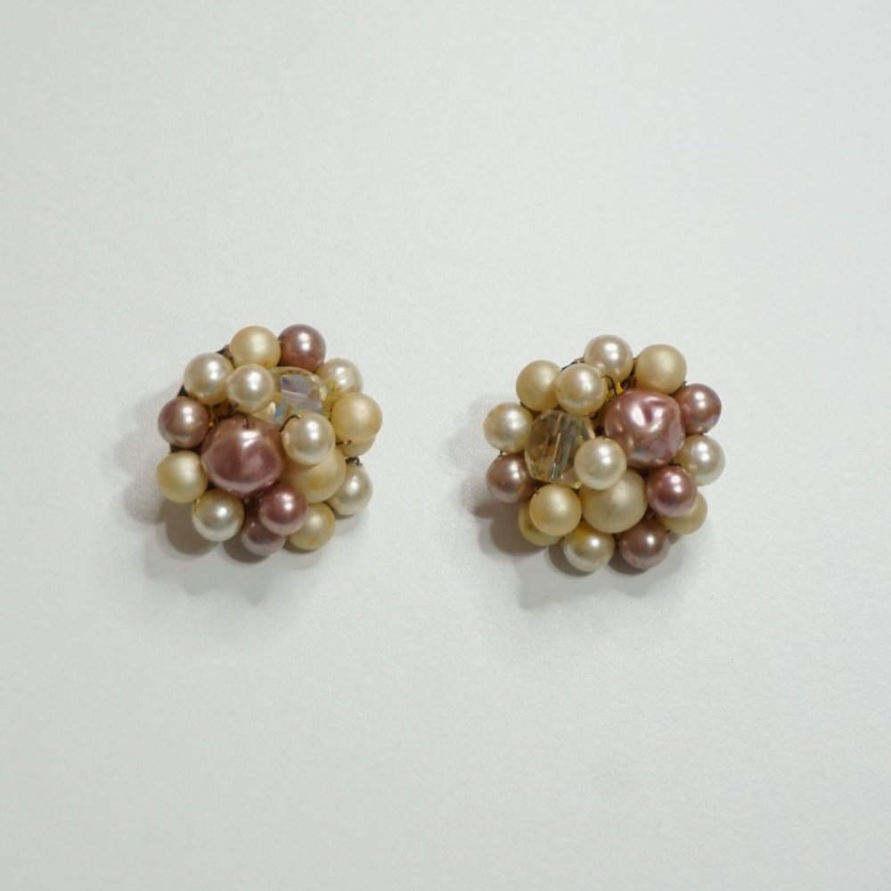 2/$30 - Vintage Champagne Pearl Earrings